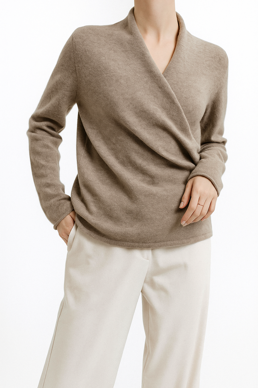 Natalie | Women’s Winter Wrap V Neck Knit Sweater
