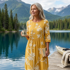 Yassy | Plant & Flower Print Midi Dress