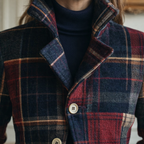 Natalie – Mid-Season Plaid Coat Featuring a Stand Collar
