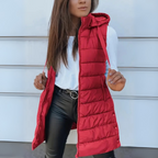 Rain | Casual Sleeveless Hood Long Puffer Vest