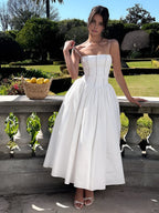 Caroline | Women Wedding Guest Corset Midi Dress