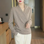 Natalie | Women’s Winter Wrap V Neck Knit Sweater
