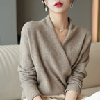 Natalie | Women’s Winter Wrap V Neck Knit Sweater