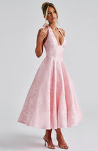 Clara | Women Wedding Guest Halter Midi Dress