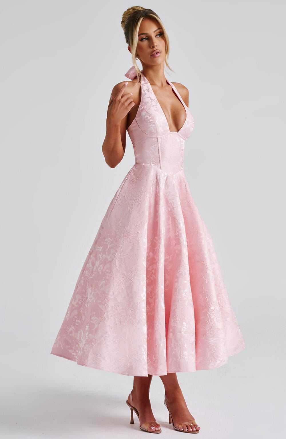 Clara | Women Wedding Guest Halter Midi Dress