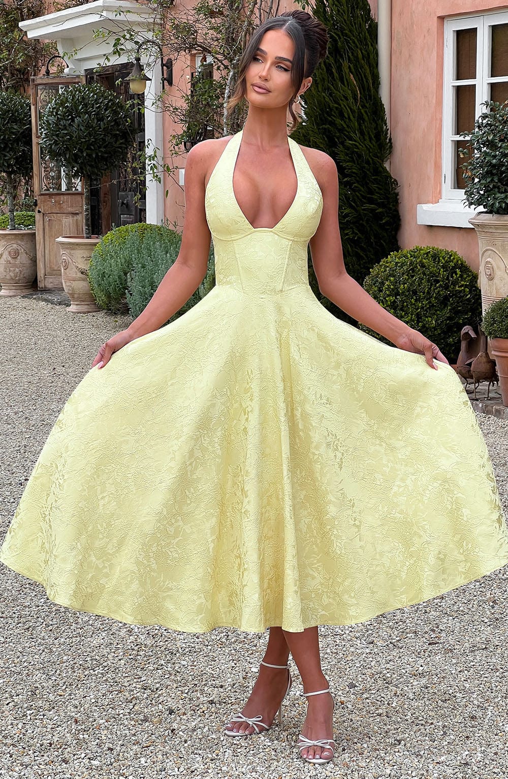 Clara | Women Wedding Guest Halter Midi Dress