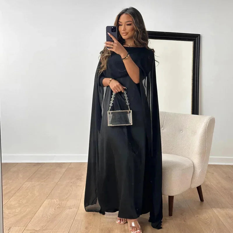 Brooklyn | Women Wedding Guest Cape Maxi Dress