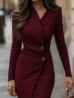 Caroline | Women’s Spring Buttoned Wrap Midi Dress